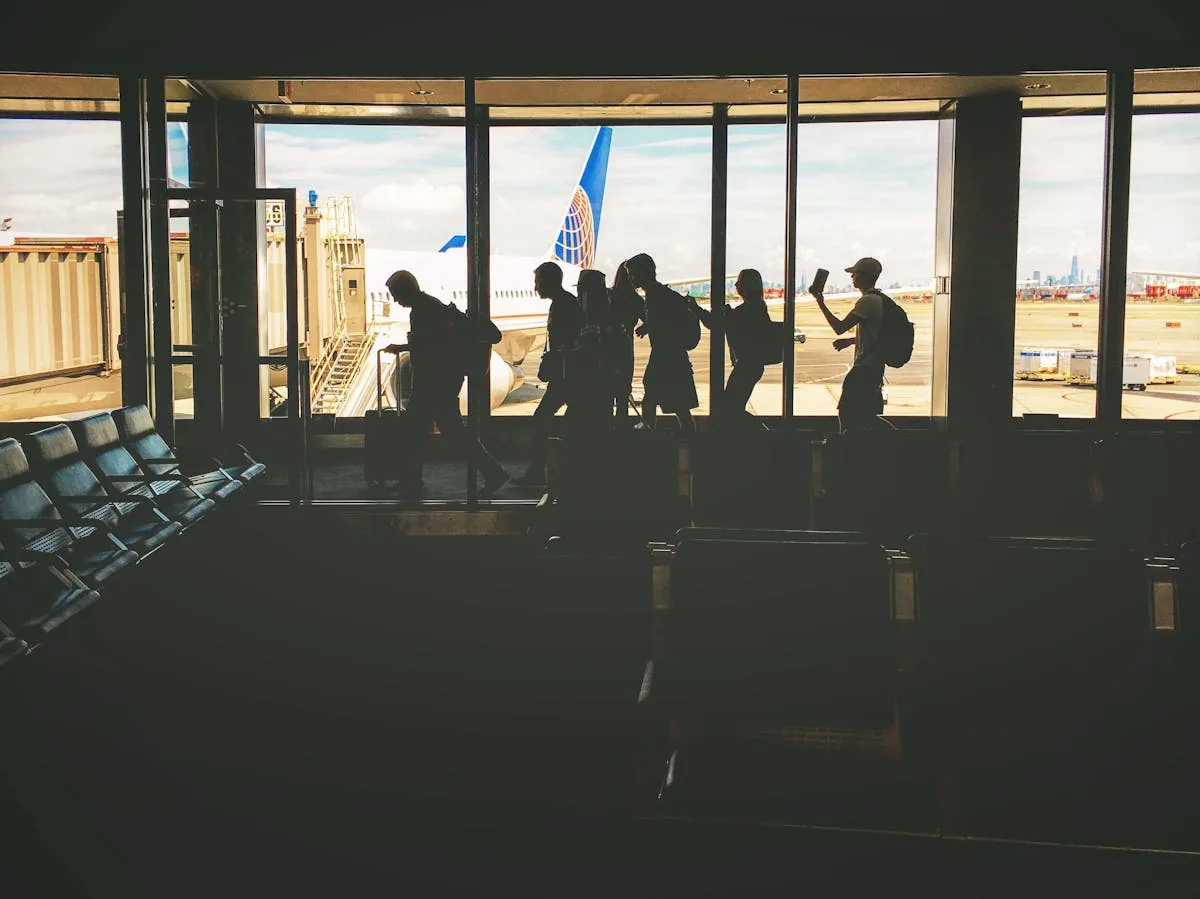 Aircraft at gate through terminal window