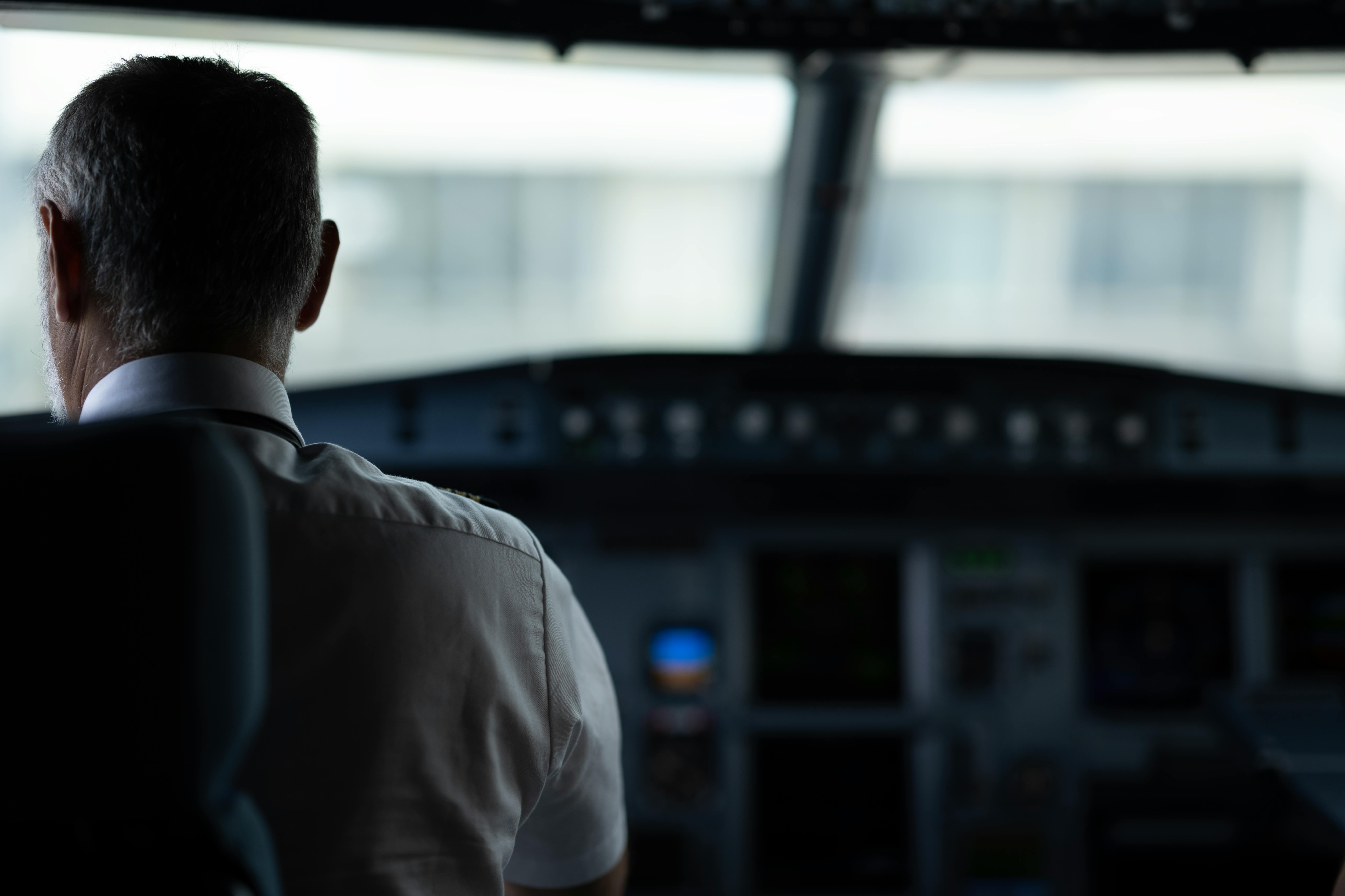 Airline pilot in cockpit